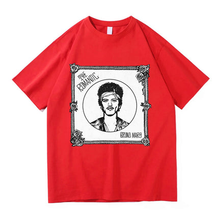 Bruno Mars The Romantic Tee Shirt 2026 New Album Retro Men/women Clothing Harajuku High Quality Tops Cotton TShirts Vintage