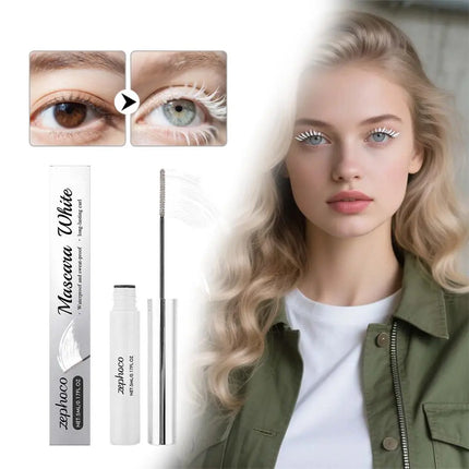 5ml White Waterproof Curling Mascara Thick Long-lasting Waterproof Sweat-proof Makeup Party Personal White 3D Curled Mascara