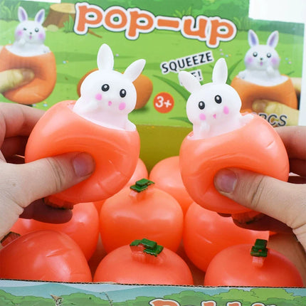 Squishy Carrot Rabbit Squeeze Telescopic Toys Kids Children's Radish Rabbit Cup Pinch Music Toy Creative Stress Relief Gift