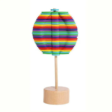 Wooden Rotating Lollipop Fibonacci Sequence Art Creative Idea Stress Relief Office Home Novelty Gadget for Adults Kids