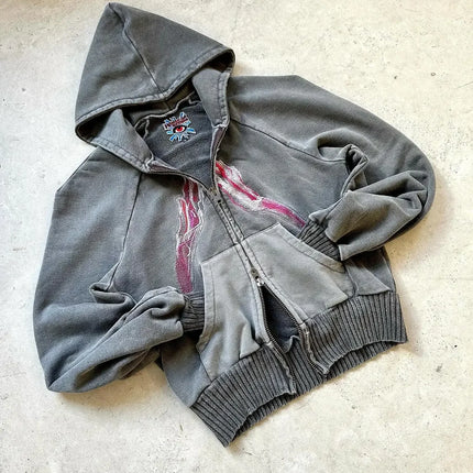 Vintage MMA Elite Men's New Zipper HoodieY2K Best Selling Harajuku Hip Hop Skull Letter Graphics Extra Large Couple Street Wear