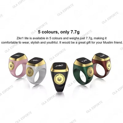 2025 Qibla Smart Zikr Ring Praise Tasbih Tally Electronic Digital Counter for Muslims Prayer Time Vibration Reminder Waterproof