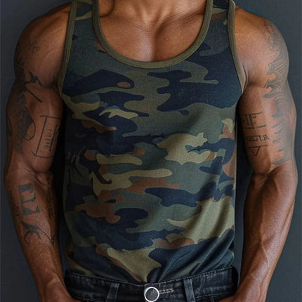 3D Camouflage Printed Men's Tank Top Outdoor Running And Sports Men's Loose Sleeveless T-shirt Summer Daily Casual Men's T-shirt