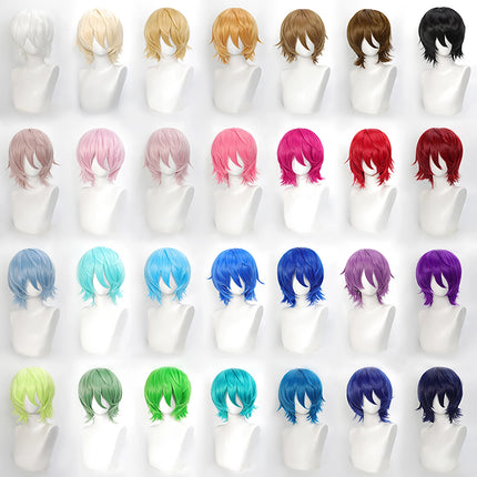 Cospaly Wigs Unisex Anime Wig 12cm/ 4.7 Inch Short Hair Wig Universal Costume Synthetic Wig with Bangs + Cap,for Party Festivals