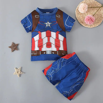 BeastKingdom Summer Kids Short Sleeve Anime Personality Fashion Comfortable Spiderman Top Shorts Set Loungewear holiday gift