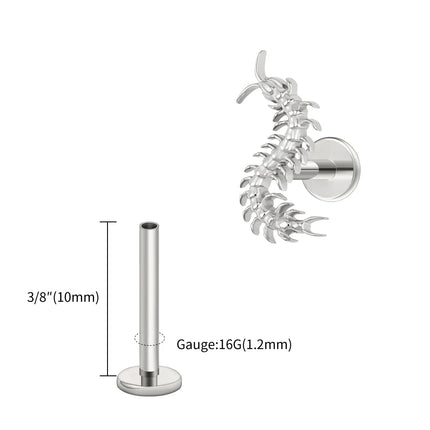 Right Grand ASTM F136 Titanium 16G Gothic Centipede Cartilage Earring Punk Helix Tragus Conch Snug Ear Labret Piercing Jewelry