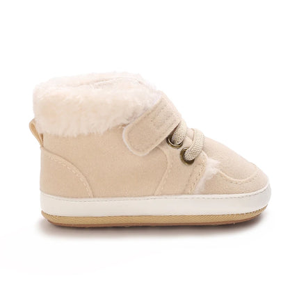 HAIZHIW 0-18M NEW Winter Baby Boys Girls High Tops Sneakers Rubber Anti-Slip Sole Fleece for Warmth Infant Newborn Shoes
