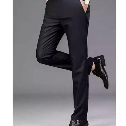 Male Smart Casual Pants Stretchy Sports Men's Fast Dry Trousers Spring Autumn Full Length Straight Office Black Navy Work Pants