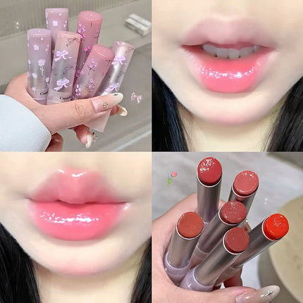 - Cappuvini Flowery Dish Language Lip Gloss Mirror Lip Glaze Beep Lip Water Light Lasting Makeup Not Easy To Dip Cup Makeup -