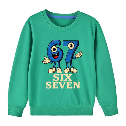 67 Six Seven Funny Digital Graphic Kids Sweatshirt 3-12Years Children's Hoodie Boys Casual Long Sleeve Tshirt Girls Cute Tops