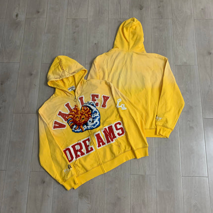 Streetwear Shinning Diamond Zipper Terry Hooded Hoodie for Men Oversized Graffiti Flame Cardigan Rhinestone Sweatshirt Jacket