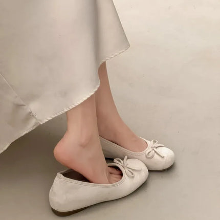 Spring Autumn Internal Elevation Women Mary Jane Shoes Ladies Outdoor Comfort Slip On Women's Butterfly-knot Ballet Shoes