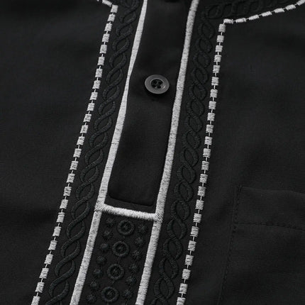 African Middle East Black Robe Men Round Neck Hooded Loose Casual Pullover Long Gown Ethnic Style Loungewear