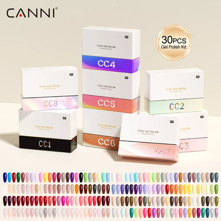 CC8 New Kit CANNI 9ML Nail Gel Polish HEMA/TPO FREE 30pcs Color Gel Pigment Professional Long Wear Top Coat Gel Varnish Set
