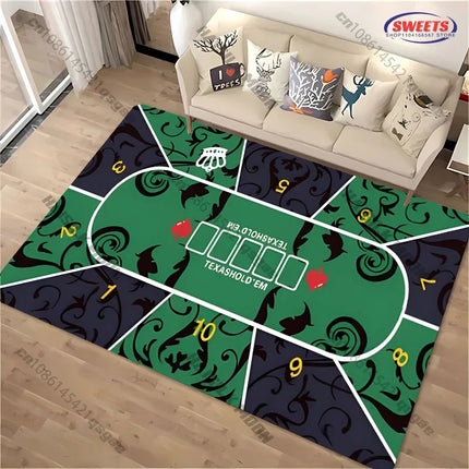 1PC Texas Poker Theme Carpet Living Room Bedroom Sofa Balcony Rug, Entrance Door, Durable Machine Washable Mat Gift for Friends