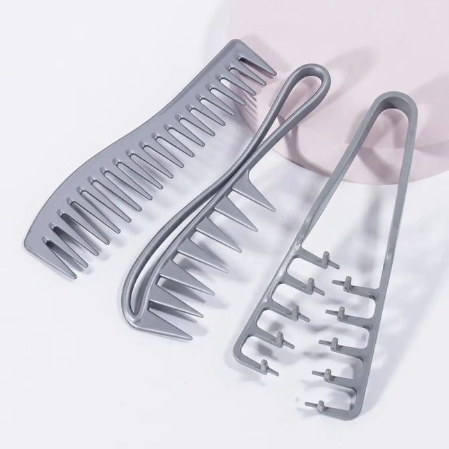 3pcs/set hair comb set, hair salon hair grabbing tool, curved wide tooth comb, curved handle comb, special for real hair wigs