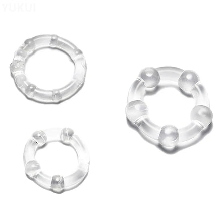 3 Pcs/Set Stretchy Cock Lock Ring Penis Enhancer Stay Hard Beaded Rings Delay Ejaculation Penis Trainer Sex Toys For Couple ring