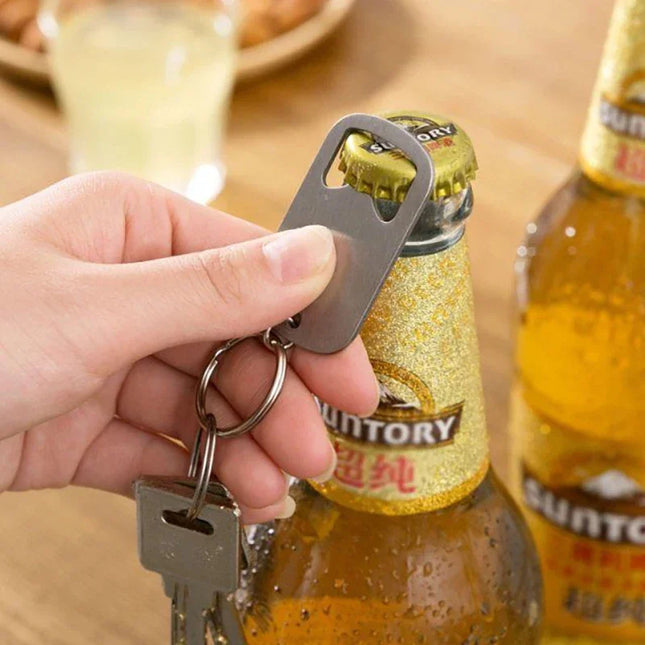 Portable Metal Stainless Steel Bottle Opener Keychain Soda Drink Starter Portable Bottle Openers Bar Key Chain Pendant Creative