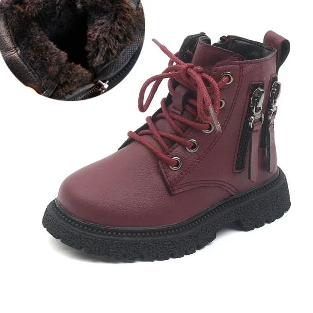 2025 Spring Autumn Winter Ankle Boots Light Girl Platform Shoes Burgundy Beige Black Boys Short Boots Super Cozy Shoes
