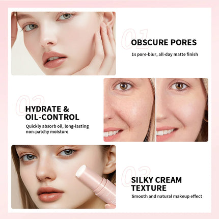 Blur Stick Like Baby Skin Instant Pore Eraser Primer Makeup Long-Lasting Oil Control Moisturizing Matte Finish Blur Pores Makeup