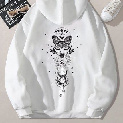Creative Pattern Retro Butterfly Print 2025 Autumn/winter Women's Hoodie Top Long Sleeved Casual Women's Sweatshirt Clothing