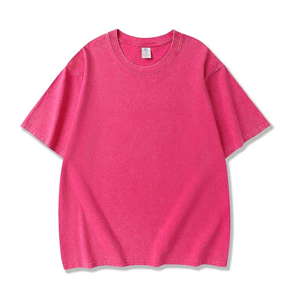 250gsm Men's Washed Vintage T-Shirts Street Hip Hop Retro Punk T Shirt Women Harajuku Casual Cotton Short Sleeve Acid Wash Tops