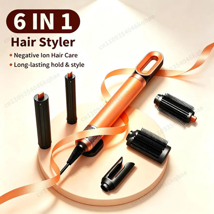 6 IN 1 Multil Hair Styler 1500W Hair Dryer Brush with Auto Wrap Curls (L/R) Fast Drying Frizz-Free Volume Hair Styler Set Gift