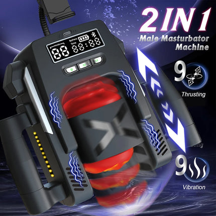 Automatic Handle Male Masturbator Cup Penis Stroking Telescopic Vibrating Cock Stroker Delay Exercise Device Sex Toy For Men