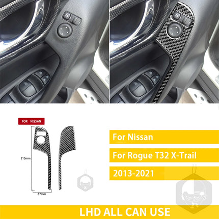 For Nissan X-Trail Rogue T32 2013-2021 Accessories Carbon Fiber Interior Car Door Instrument Cupholder Trim Sticker