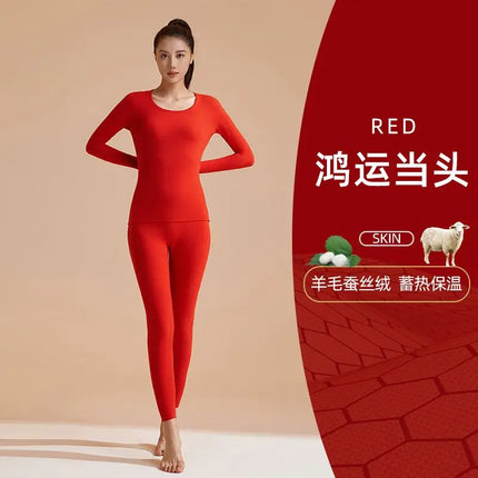 Women's Thermal Underwear Winter Clothes two piece set Long johns Cashmere Silk Thickened Seamless Warm Lingeries for woman Men