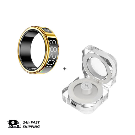 2 Set Display Screen Bluetooth Smart Rings Sleep Heart Rate Oxygen Monitoring Multi Sports Modes IP68 Waterproof Women Men Ring