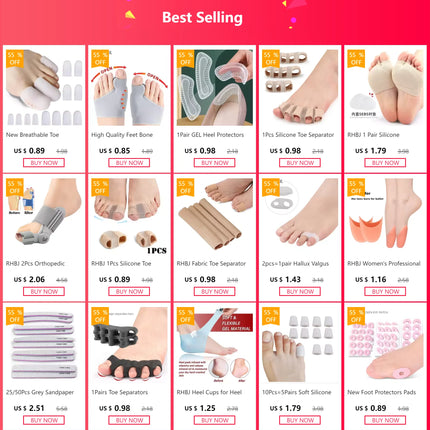 2pcs=1pair Silicone Two Hole Toe Separator Gel Foot Finger Protector Bunion Orthopedic Hallux Valgus Guard Straightener Pedicure