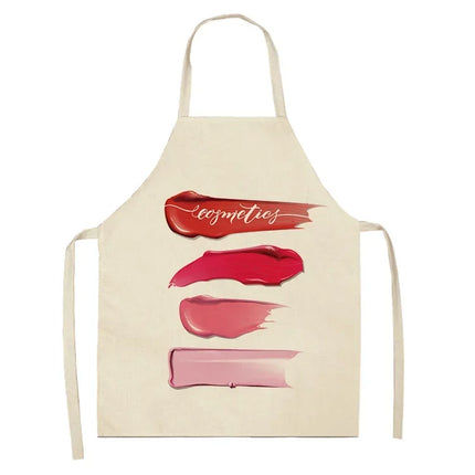 Nail Polish Lipstick Kitchen Cotton Linen Apron Bib Home Cleaning  Ladies  Cooking Picnic