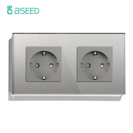 BSEED EU Standard Wall Electrical Sockets Type-C Outlets Wall Power Socket USB Charge Port Glass Panel Kids Protection 16A