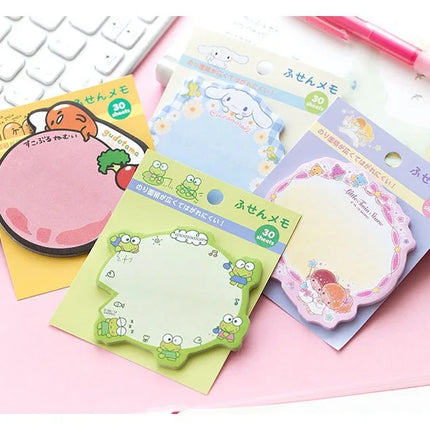 Kitty Keroppi Melody Kuromi Memo Pad Sanrio Pochacco Sticky Notes Stationery Label Notepad Planner Sticker Post School Supplies