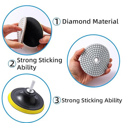 Top！1-20Pcs 3/4/5/6/7Inch Diamond Polishing Pads Wet/Dry Flexible Pads For Granite Stone Concrete Marble Sanding Grinding Discs