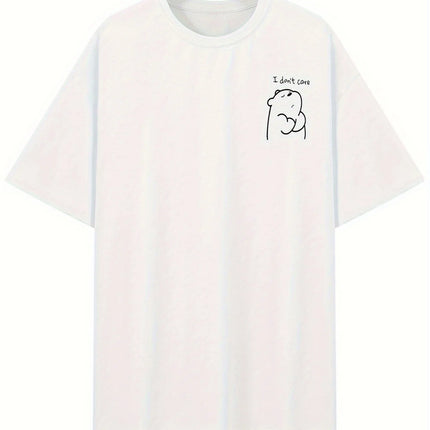 Simple Bear Print Short-sleeved T-shirt Casual and Versatile Style Suitable for Women's Daily and Outing Wear