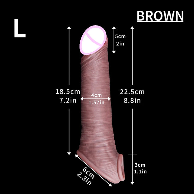 Realistic Penis Silicone Condom Enlargement Penis Sleeve Extender Soft Sex Toys for Men Sexual Tools Reusable Condom Cock Sleeve