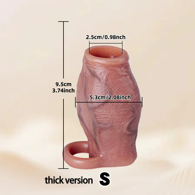 Enlarged and Thick Cock Sleeve Lock Sperm Penis Ring Adult Men Sex Toy Soft Silicone Dick Sleeve Enlargement Male 18+ Sexy Toy