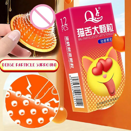 12pcs 9D G-spot Stimulation Condoms with Super Big Spikes Dots, Men's Delayed Ejaculation Penis Sleeve, Adult Sex Toys for Men