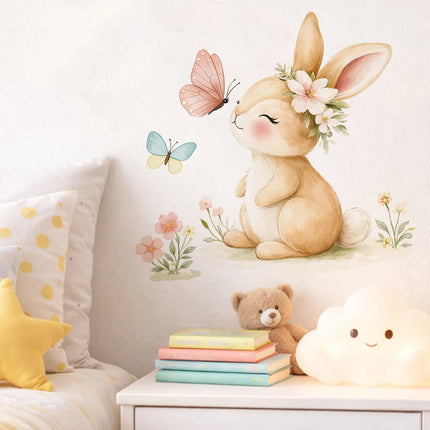 Easter Bunny Wall Sticker Cute Rabbit Family Nursery Wall Decals Kids Room Bathroom Vinyl Wall Art Baby Room Decor Spring Easter