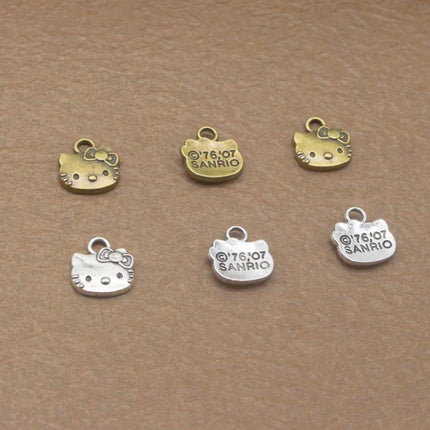 20/200PCS DIY Jewelry Accessories Cute Cartoon Cat Head Pendant Alloy Retro Bracelet Necklace Pendant Accessories