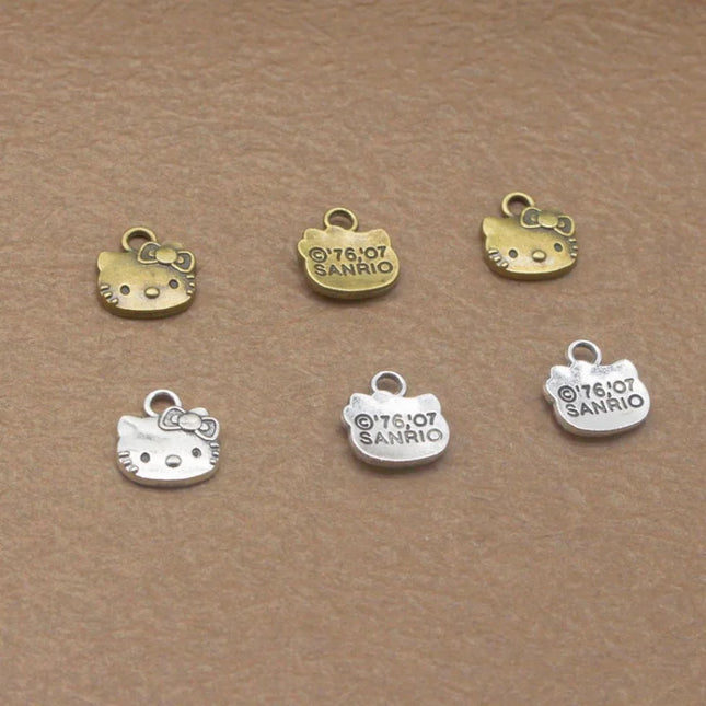 20/200PCS DIY Jewelry Accessories Cute Cartoon Cat Head Pendant Alloy Retro Bracelet Necklace Pendant Accessories