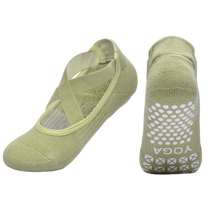 Women Non-Slip Yoga Socks Silicone Indoor Cotton Bandage Backless Pilates Fitness Sock Ladies Ballet Dance Sports Grippers Socks