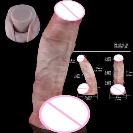 SXXY Skin Texture Lifelike Double Layer Silicone Dildo Elastic Soft Anal Plug Vaginal Anus Stimulator Dual Layer Penis Sex Toys