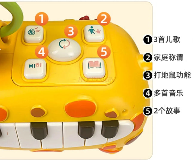 Baby toys that make sounds and move, baby 0-1 year old children's puzzle deer electronic piano music piano
