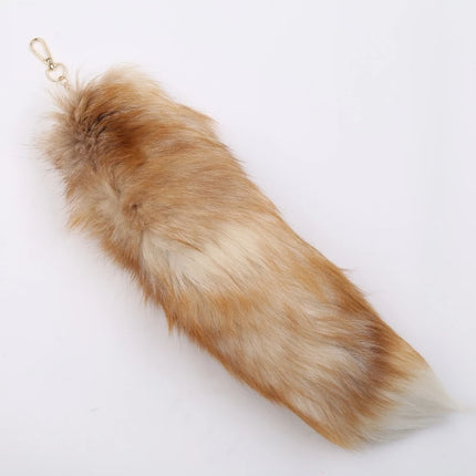 40cm Furry Animal Tails Keychain Gifts Cute Plush Fox Tail Keyrings for Women Bag Backpack Car Key Charms Wholesale
