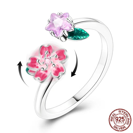 Opening Ring 925 Original Silver Adjustable Three-color Butterfly Fire Dragon Ring Fashion Jewelry Birthday Gift For Women