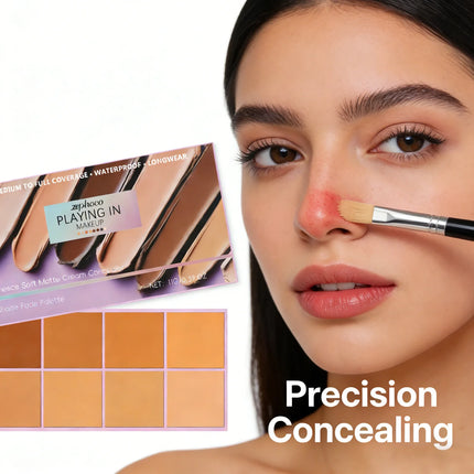 Zephoco Cream Concealer Palette Dark Circles Cover Matte Long Lasting Soft Skin Contouring Face Concealer Makeup Cosmetics 11g