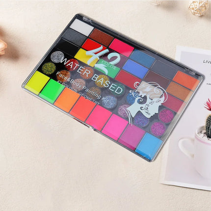 42 Colors Water Soluble Face Body Painting Set UV Neon Glitter Face Paint Art Halloween Christmas Party Body Paint Makeup Kit